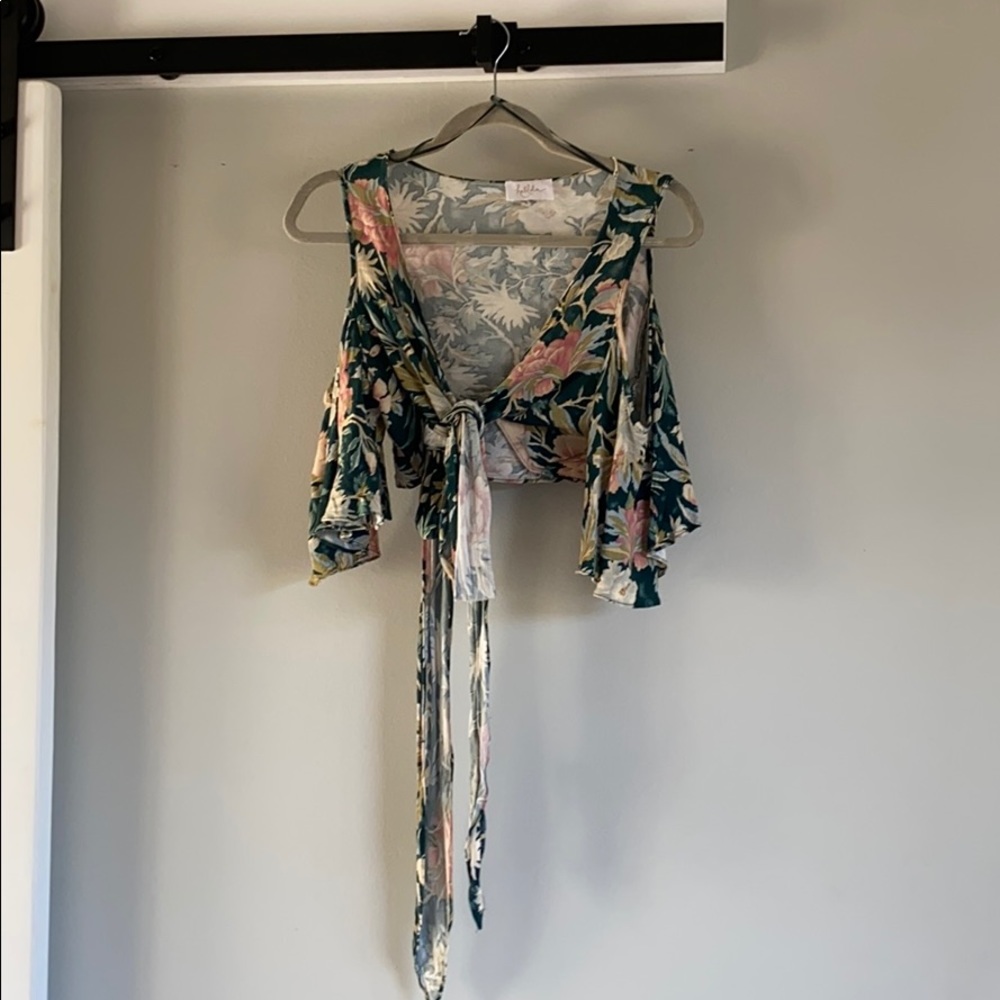 Off the shoulder wrap crop